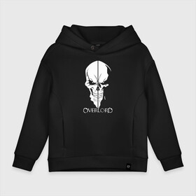 Детское худи Oversize хлопок с принтом Overlord Skull в Санкт-Петербурге, френч-терри — 70% хлопок, 30% полиэстер. Мягкий теплый начес внутри —100% хлопок | боковые карманы, эластичные манжеты и нижняя кромка, капюшон на магнитной кнопке | overlord | аниме | владыка | момонга | оверлорд | повелитель | череп