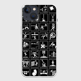 Чехол для iPhone 13 с принтом Portal icons в Санкт-Петербурге,  |  | half life | головоломка | иконки | пиктограммы | портал | телепорт