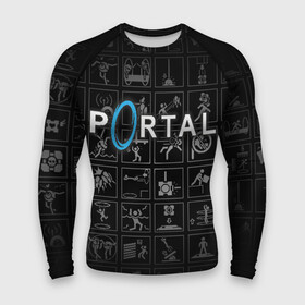 Мужской рашгард 3D с принтом Portal icons в Санкт-Петербурге,  |  | half life | головоломка | иконки | пиктограммы | портал | телепорт