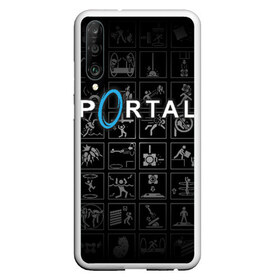 Чехол для Honor P30 с принтом Portal icons в Санкт-Петербурге, Силикон | Область печати: задняя сторона чехла, без боковых панелей | half life | головоломка | иконки | пиктограммы | портал | телепорт