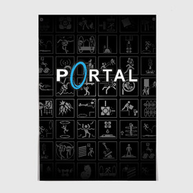 Постер с принтом Portal icons в Санкт-Петербурге, 100% бумага
 | бумага, плотность 150 мг. Матовая, но за счет высокого коэффициента гладкости имеет небольшой блеск и дает на свету блики, но в отличии от глянцевой бумаги не покрыта лаком | half life | головоломка | иконки | пиктограммы | портал | телепорт