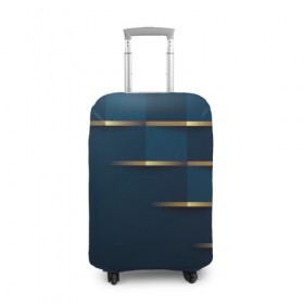 Чехол для чемодана 3D с принтом Абстракция в Санкт-Петербурге, 86% полиэфир, 14% спандекс | двустороннее нанесение принта, прорези для ручек и колес | абстракция | золото | золотые вставки | квадраты | кубики | кубы | линии | текстура