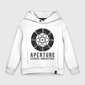 Детское худи Oversize хлопок с принтом APERTURE lab. в Санкт-Петербурге, френч-терри — 70% хлопок, 30% полиэстер. Мягкий теплый начес внутри —100% хлопок | боковые карманы, эластичные манжеты и нижняя кромка, капюшон на магнитной кнопке | aperture | aperture science innovators | game | portal | portal 2