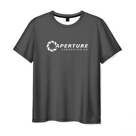 Мужская футболка 3D с принтом APERTURE lab. в Санкт-Петербурге, 100% полиэфир | прямой крой, круглый вырез горловины, длина до линии бедер | aperture | aperture science innovators | game | portal | portal 2