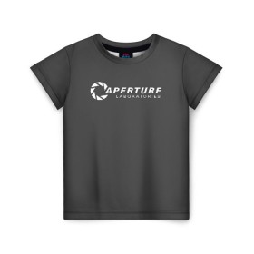 Детская футболка 3D с принтом APERTURE lab. в Санкт-Петербурге, 100% гипоаллергенный полиэфир | прямой крой, круглый вырез горловины, длина до линии бедер, чуть спущенное плечо, ткань немного тянется | aperture | aperture science innovators | game | portal | portal 2