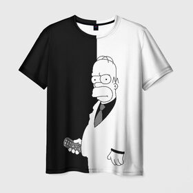 Мужская футболка 3D с принтом Гомер Симпсон в Санкт-Петербурге, 100% полиэфир | прямой крой, круглый вырез горловины, длина до линии бедер | Тематика изображения на принте: homer simpson | simpsons | гомер симпсон | симпсоны