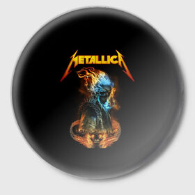 Значок с принтом Metallica в Санкт-Петербурге,  металл | круглая форма, металлическая застежка в виде булавки | metalica | metallica | группа | джеймс хэтфилд | кирк хэмметт | ларс ульрих | метал | металика | металлика | миталика | музыка | роберт трухильо | рок | трэш | трэшметал | хард | хеви