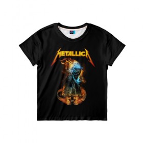 Детская футболка 3D с принтом Metallica в Санкт-Петербурге, 100% гипоаллергенный полиэфир | прямой крой, круглый вырез горловины, длина до линии бедер, чуть спущенное плечо, ткань немного тянется | Тематика изображения на принте: metalica | metallica | группа | джеймс хэтфилд | кирк хэмметт | ларс ульрих | метал | металика | металлика | миталика | музыка | роберт трухильо | рок | трэш | трэшметал | хард | хеви