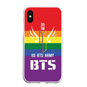 Чехол для iPhone XS Max матовый с принтом BTS Army в Санкт-Петербурге, Силикон | Область печати: задняя сторона чехла, без боковых панелей | army | bangtan boys | beyond the scene | boys | bts | chin | edm | emblem | fans | hieroglyphs | hip hop | jimin | k pop | logo | rainbow | rb | rm | south korean | армия | бойбенд | ви | джей хоуп | иероглифы | логотип | мальчики | радуга | сюга | 