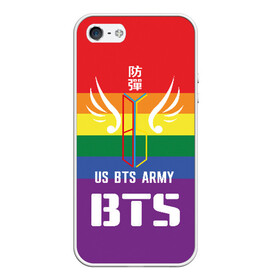 Чехол для iPhone 5/5S матовый с принтом BTS Army в Санкт-Петербурге, Силикон | Область печати: задняя сторона чехла, без боковых панелей | army | bangtan boys | beyond the scene | boys | bts | chin | edm | emblem | fans | hieroglyphs | hip hop | jimin | k pop | logo | rainbow | rb | rm | south korean | армия | бойбенд | ви | джей хоуп | иероглифы | логотип | мальчики | радуга | сюга | 