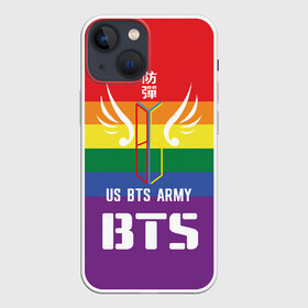 Чехол для iPhone 13 mini с принтом BTS Army в Санкт-Петербурге,  |  | army | bangtan boys | beyond the scene | boys | bts | chin | edm | emblem | fans | hieroglyphs | hip hop | jimin | k pop | logo | rainbow | rb | rm | south korean | армия | бойбенд | ви | джей хоуп | иероглифы | логотип | мальчики | радуга | сюга | 