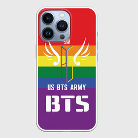 Чехол для iPhone 13 Pro с принтом BTS Army в Санкт-Петербурге,  |  | army | bangtan boys | beyond the scene | boys | bts | chin | edm | emblem | fans | hieroglyphs | hip hop | jimin | k pop | logo | rainbow | rb | rm | south korean | армия | бойбенд | ви | джей хоуп | иероглифы | логотип | мальчики | радуга | сюга | 