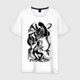 Мужская футболка хлопок с принтом Элен Рипли в Санкт-Петербурге, 100% хлопок | прямой крой, круглый вырез горловины, длина до линии бедер, слегка спущенное плечо. | alien | анимэ | ксеноморф | манга | рипли | чужие | чужой | эскиз