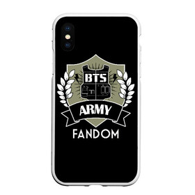 Чехол для iPhone XS Max матовый с принтом BTS Army Fandom в Санкт-Петербурге, Силикон | Область печати: задняя сторона чехла, без боковых панелей | army | bangtan boys | beyond the scene | boys | bts | chin | edm | emblem | fandom | fans | hieroglyphs | hip hop | jimin | k pop | logo | rainbow | rb | rm | south korean | армия | бойбенд | ви | джей хоуп | иероглифы | логотип | мальчики | радуга 