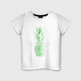 Детская футболка хлопок с принтом Crazy Summer в Санкт-Петербурге, 100% хлопок | круглый вырез горловины, полуприлегающий силуэт, длина до линии бедер | crazy | summer | абстракция | ананас | летняя | лето | фрукт