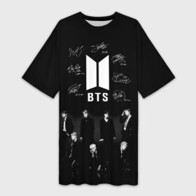 Платье-футболка 3D с принтом BTS в Санкт-Петербурге,  |  | autographs | bangtan boys | beyond the scene | boyband | boys | bts | chin | chonguk | edm | emblem | hip hop | jimin | jj hope | k pop | logo | rb | rm | shuga | south korean | wee | автографы | бойбенд | ви | джей хоуп | логотип | мальчики | сюга 