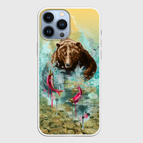 Чехол для iPhone 13 Pro Max с принтом Рыбалка в Санкт-Петербурге,  |  | берег | брызги | водка | животное | зверь | зубы | лес | медведь | мишка | оскал | охота | патриотизм | река | россия | русский | русь | рыба | символ | ссср | триколор | флаг | хищник