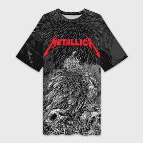 Платье-футболка 3D с принтом Metallica в Санкт-Петербурге,  |  | american | bird | eagle | james hetfield | kirk hammett | lars ulrich | metal band | metallica | red eye | robert trujillo | scream | skull | американская | джеймс хетфилд | кирк хэмметт | красный глаз | крик | ларс ульрих | метал группа | метал