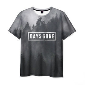 Мужская футболка 3D с принтом Days Gone в Санкт-Петербурге, 100% полиэфир | прямой крой, круглый вырез горловины, длина до линии бедер | Тематика изображения на принте: days gone | игра | лес | лого