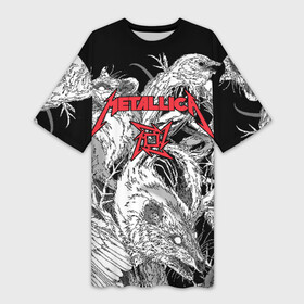 Платье-футболка 3D с принтом Metallica в Санкт-Петербурге,  |  | american | angry | emblem | james hetfield | kirk hammett | la | live | logo | metal band | metallica | rats | ravens | zombies | американская | вороны | джеймс хетфилд | живые | злые | зомби | кирк хэмметт | крысы | ларс ульрих | логотип | мета