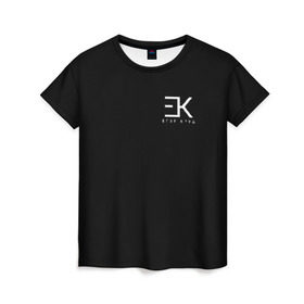 Женская футболка 3D с принтом ЕГОР КРИД (НА СПИНЕ) в Санкт-Петербурге, 100% полиэфир ( синтетическое хлопкоподобное полотно) | прямой крой, круглый вырез горловины, длина до линии бедер | ek | ek team | family | kreed | егор булаткин | егор крид | ек | крид