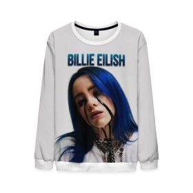 Мужской свитшот 3D с принтом BILLIE EILISH в Санкт-Петербурге, 100% полиэстер с мягким внутренним слоем | круглый вырез горловины, мягкая резинка на манжетах и поясе, свободная посадка по фигуре | ayelish | bad guy | bellyache | bilie eilish | bilie elish | billie | billie eilish | eilish | electronic | elish | music | били айлиш | билли айлиш | эйлиш | элиш