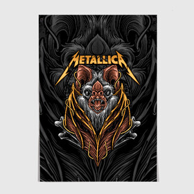 Постер с принтом Metallica  в Санкт-Петербурге, 100% бумага
 | бумага, плотность 150 мг. Матовая, но за счет высокого коэффициента гладкости имеет небольшой блеск и дает на свету блики, но в отличии от глянцевой бумаги не покрыта лаком | american | bat | bones | emblem | fangs | james hetfield | kirk hammett | metal band | metallica | mouse | music | rock | vampire | американская | вампир | джеймс хетфилд | кирк хэмметт | клыки | кости | ларс ульрих | летучая | метал группа | мет