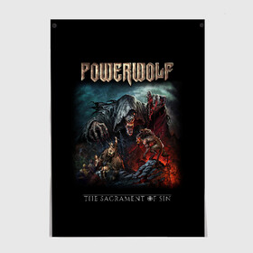 Постер с принтом Powerwolf в Санкт-Петербурге, 100% бумага
 | бумага, плотность 150 мг. Матовая, но за счет высокого коэффициента гладкости имеет небольшой блеск и дает на свету блики, но в отличии от глянцевой бумаги не покрыта лаком | powerwolf | метал | повервольф | повервульф | рок