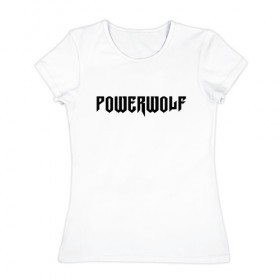 Женская футболка хлопок с принтом Powerwolf в Санкт-Петербурге, 100% хлопок | прямой крой, круглый вырез горловины, длина до линии бедер, слегка спущенное плечо | powerwolf | метал | повервольф | повервульф | рок