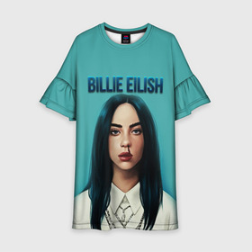 Детское платье 3D с принтом BILLIE EILISH в Санкт-Петербурге, 100% полиэстер | прямой силуэт, чуть расширенный к низу. Круглая горловина, на рукавах — воланы | ayelish | bad guy | bellyache | bilie eilish | bilie elish | billie | billie eilish | eilish | electronic | elish | music | били айлиш | билли айлиш | эйлиш | элиш