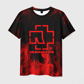 Мужская футболка 3D с принтом RAMMSTEIN в Санкт-Петербурге, 100% полиэфир | прямой крой, круглый вырез горловины, длина до линии бедер | fire | flake | rammstein | smoke | дым | огонь | пламя | пожар | рамштайн