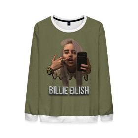 Мужской свитшот 3D с принтом BILLIE EILISH в Санкт-Петербурге, 100% полиэстер с мягким внутренним слоем | круглый вырез горловины, мягкая резинка на манжетах и поясе, свободная посадка по фигуре | ayelish | bad guy | bellyache | bilie eilish | bilie elish | billie | billie eilish | eilish | electronic | elish | music | били айлиш | билли айлиш | эйлиш | элиш