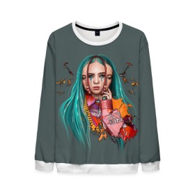 Мужской свитшот 3D с принтом BILLIE EILISH в Санкт-Петербурге, 100% полиэстер с мягким внутренним слоем | круглый вырез горловины, мягкая резинка на манжетах и поясе, свободная посадка по фигуре | ayelish | bad guy | bellyache | bilie eilish | bilie elish | billie | billie eilish | eilish | electronic | elish | music | били айлиш | билли айлиш | эйлиш | элиш