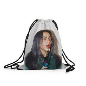 Рюкзак-мешок 3D с принтом BILLIE EILISH в Санкт-Петербурге, 100% полиэстер | плотность ткани — 200 г/м2, размер — 35 х 45 см; лямки — толстые шнурки, застежка на шнуровке, без карманов и подкладки | ayelish | bad guy | bellyache | bilie eilish | bilie elish | billie | billie eilish | eilish | electronic | elish | music | били айлиш | билли айлиш | эйлиш | элиш