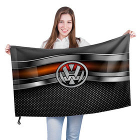 Флаг 3D с принтом Volkswagen Metal в Санкт-Петербурге, 100% полиэстер | плотность ткани — 95 г/м2, размер — 67 х 109 см. Принт наносится с одной стороны | volkswagen | авто | волксваген | вольсваген | железо | кольчуга | лого авто | метал | металлическая | сетка | сталь | цепи