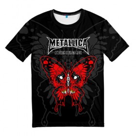 Мужская футболка 3D с принтом Metallica в Санкт-Петербурге, 100% полиэфир | прямой крой, круглый вырез горловины, длина до линии бедер | Тематика изображения на принте: american | butterfly | devil | fangs | james hetfield | kirk hammett | metal band | metallica | music | mystic | red | rock | skull | vampire | американская | бабочка | вампир | джеймс хетфилд | дьявол | кирк хэмметт | клыки | красная | ларс ульрих | мета