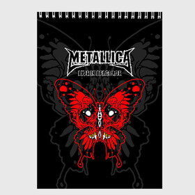 Скетчбук с принтом Metallica в Санкт-Петербурге, 100% бумага
 | 48 листов, плотность листов — 100 г/м2, плотность картонной обложки — 250 г/м2. Листы скреплены сверху удобной пружинной спиралью | american | butterfly | devil | fangs | james hetfield | kirk hammett | metal band | metallica | music | mystic | red | rock | skull | vampire | американская | бабочка | вампир | джеймс хетфилд | дьявол | кирк хэмметт | клыки | красная | ларс ульрих | мета