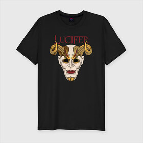 Мужская футболка премиум с принтом Masquerade в Санкт-Петербурге, 92% хлопок, 8% лайкра | приталенный силуэт, круглый вырез ворота, длина до линии бедра, короткий рукав | lucifer | дьявол | маскарад | монстр | рогатый | хэллоуин