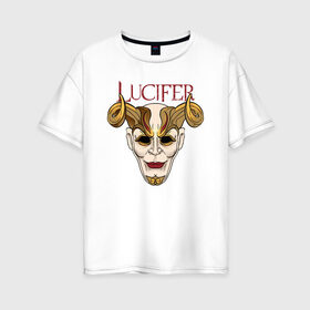 Женская футболка хлопок Oversize с принтом Masquerade в Санкт-Петербурге, 100% хлопок | свободный крой, круглый ворот, спущенный рукав, длина до линии бедер
 | lucifer | дьявол | маскарад | монстр | рогатый | хэллоуин