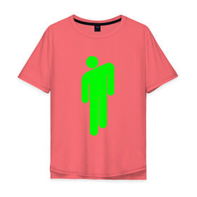 Мужская футболка хлопок Oversize с принтом BILLIE EILISH (НА СПИНЕ) в Санкт-Петербурге, 100% хлопок | свободный крой, круглый ворот, “спинка” длиннее передней части | be | billie | billie eilish | билли | билли айлиш