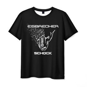 Мужская футболка 3D с принтом EISBRECHER SCHOCK в Санкт-Петербурге, 100% полиэфир | прямой крой, круглый вырез горловины, длина до линии бедер | Тематика изображения на принте: eisbrecher | metal | rock | schock | метал | рок