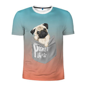 Мужская футболка 3D спортивная с принтом Карманный мопс в Санкт-Петербурге, 100% полиэстер с улучшенными характеристиками | приталенный силуэт, круглая горловина, широкие плечи, сужается к линии бедра | pug | карман | карманный мопс | малыш | милый | мопс | пес | песик | собака | собачка
