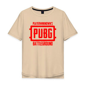 Мужская футболка хлопок Oversize с принтом PUBG в Санкт-Петербурге, 100% хлопок | свободный крой, круглый ворот, “спинка” длиннее передней части | 
