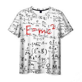Мужская футболка 3D с принтом E=mc2 (редач) в Санкт-Петербурге, 100% полиэфир | прямой крой, круглый вырез горловины, длина до линии бедер | Тематика изображения на принте: emc 2 | emc2 | знаменитые формулы | физика | формулы | эйнштейн
