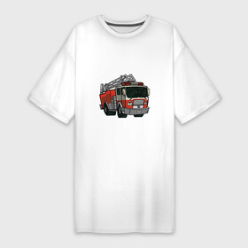 Платье-футболка хлопок с принтом Пожарная Машина в Санкт-Петербурге,  |  | огонь | пожар | пожарная | пожарная охрана | пожарник | пожарный