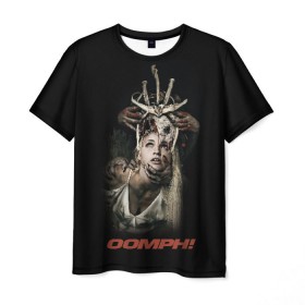 Мужская футболка 3D с принтом OOMPH в Санкт-Петербурге, 100% полиэфир | прямой крой, круглый вырез горловины, длина до линии бедер | metal | oomph | rock | метал | рок