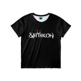 Детская футболка 3D с принтом Satyricon в Санкт-Петербурге, 100% гипоаллергенный полиэфир | прямой крой, круглый вырез горловины, длина до линии бедер, чуть спущенное плечо, ткань немного тянется | black metal | metal | rock | satyricon | метал | рок