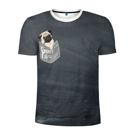 Мужская футболка 3D спортивная с принтом Карманный мопс в Санкт-Петербурге, 100% полиэстер с улучшенными характеристиками | приталенный силуэт, круглая горловина, широкие плечи, сужается к линии бедра | Тематика изображения на принте: pug | карман | карманный мопс | малыш | милый | мопс | пес | песик | собака | собачка