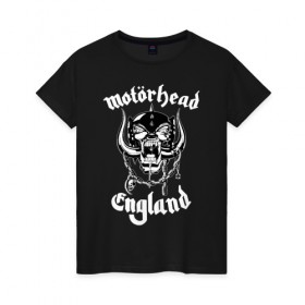 Женская футболка хлопок с принтом MOTORHEAD в Санкт-Петербурге, 100% хлопок | прямой крой, круглый вырез горловины, длина до линии бедер, слегка спущенное плечо | 