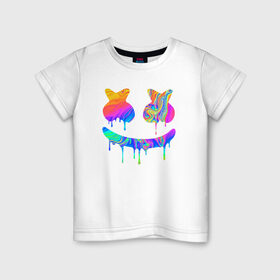 Детская футболка хлопок с принтом MARSHMELLO MELT в Санкт-Петербурге, 100% хлопок | круглый вырез горловины, полуприлегающий силуэт, длина до линии бедер | america | dj | marshmello | melt | usa | америка | маршмелло